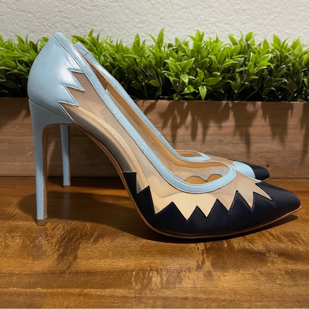 Bionda Castana Stiletto Pumps Blue Leather/Mesh Women’s Size EUR 40/ US 9.5